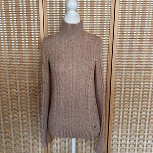 Dusty rose Abercrombie and Fitch lightweight cable knit turtleneck sweater